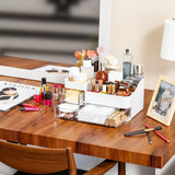 Makeup Organizer with Drawer,Large Capacity Cosmetic Storage Organizer & Makeup Drawer Organizer Suitable Vanity,Bathroom,Countertop and Dresser,White Skincare Organizer for Skin Care,Beauty Products SuoXing