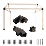 NatureIn Slanted Roof Pergola Brackets 4 x 4–Pergola DIY Bracket kit with Screws for Wood Beams,– Durable Steel Pergola Kit – Ideal for Wood Stand Pergolas, Gazebo, Sheds, Matte Black Coated NatureIn