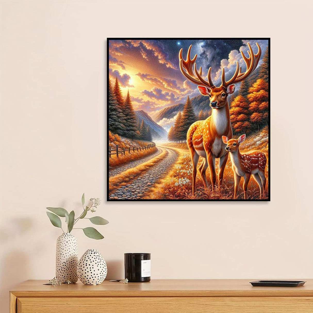 ARPADAMO Diamond Art Kits for Adults,5D Elk Diamond Painting DIY Animal Diamond Art Diamond Painting Kits for Adult,Round Full Drill Diamonds, Diamond Art Kits for Home Decor-13.78x13.78inch ARPADAMO