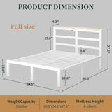 ChicZhiNest Full White Bed Frames with Charging Station and LED Lights, Full Platform Bed with Heavy Duty Metal Slats, Storage Headboard, Under Bed Storage, No Box Spring Needed, Noise Free ChicZhiNest