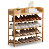 Suwoic Bamboo Shoe Rack Organizer, 5 Tier Shoe Shelf Storage Organizer, for Entryway, Hallway, and Closet (Nature) Suwoic