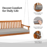 VINGLI Upgraded 6 FT Pine Wood Porch Swing Daybed, Heavy Duty 880 LBS Patio Hanging Swing Sofa Bench with Adjustable Chains and Grey Cushions, Brown Finish VINGLI