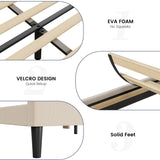 IDEALHOUSE Queen Upholstered Bed Frame with Wingback Headboard, Luxurious Velvet Upholstery Platform Bed, Wooden Slat Support, and Easy Assembly - Box Spring Optional, Beige IDEALHOUSE