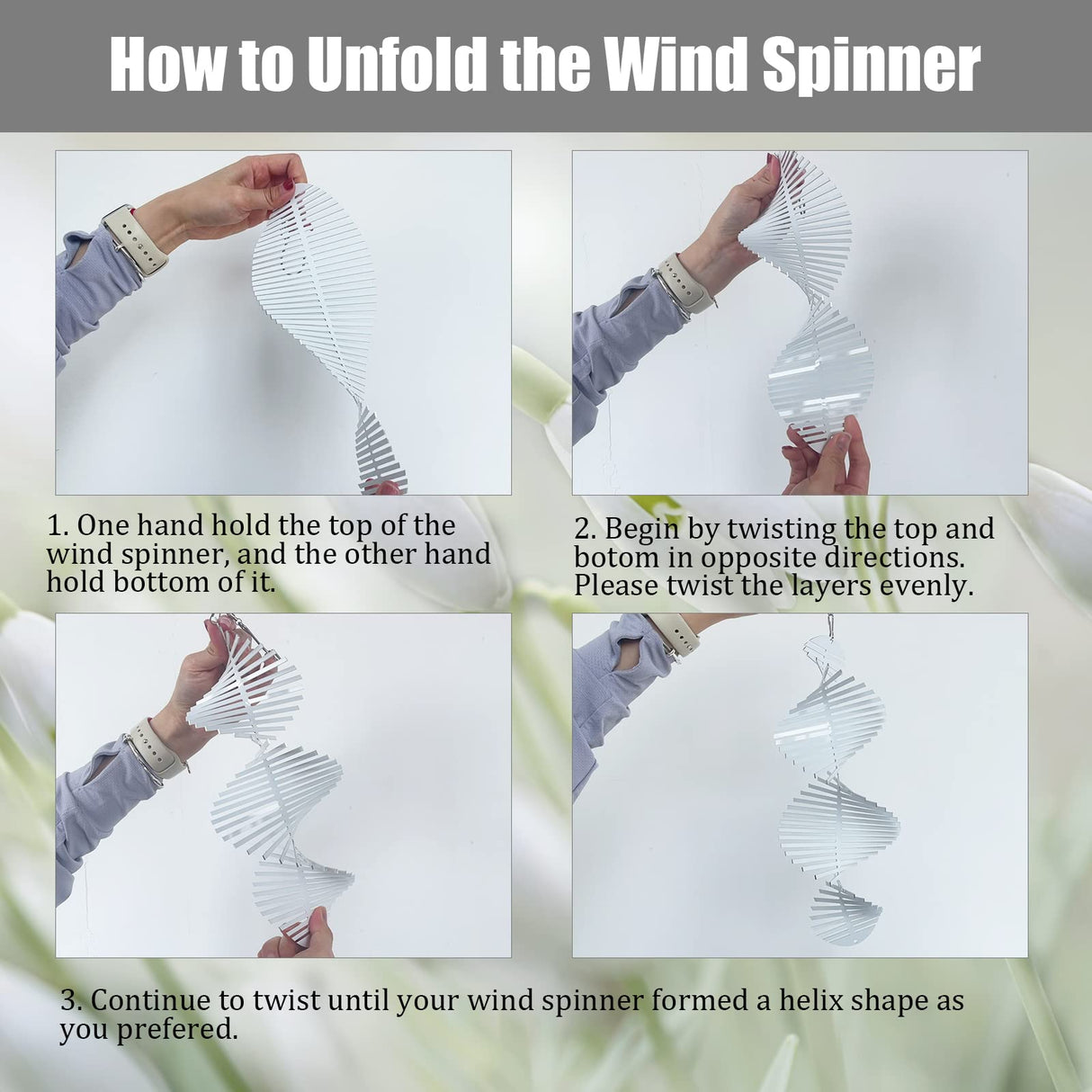 4Pack 11inch Sublimation Wind Spinner Blanks 3D Aluminum Metal Wind Sculpture Kinetic Spinners for Yard and Garden Indoor Art Ornaments Hanging Decoration (Helix) WindMage