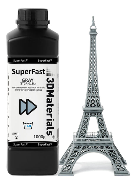 SuperFast 4K 3D Printer Resin Water Washable, 50um Print in 0.6 sec, Made in Korea by 3DMaterials (1000g, Grey) 3DMaterials