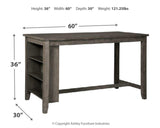 Signature Design by Ashley Caitbrook Rustic Counter Height Dining Table with Storage, Dark Gray Signature Design by Ashley