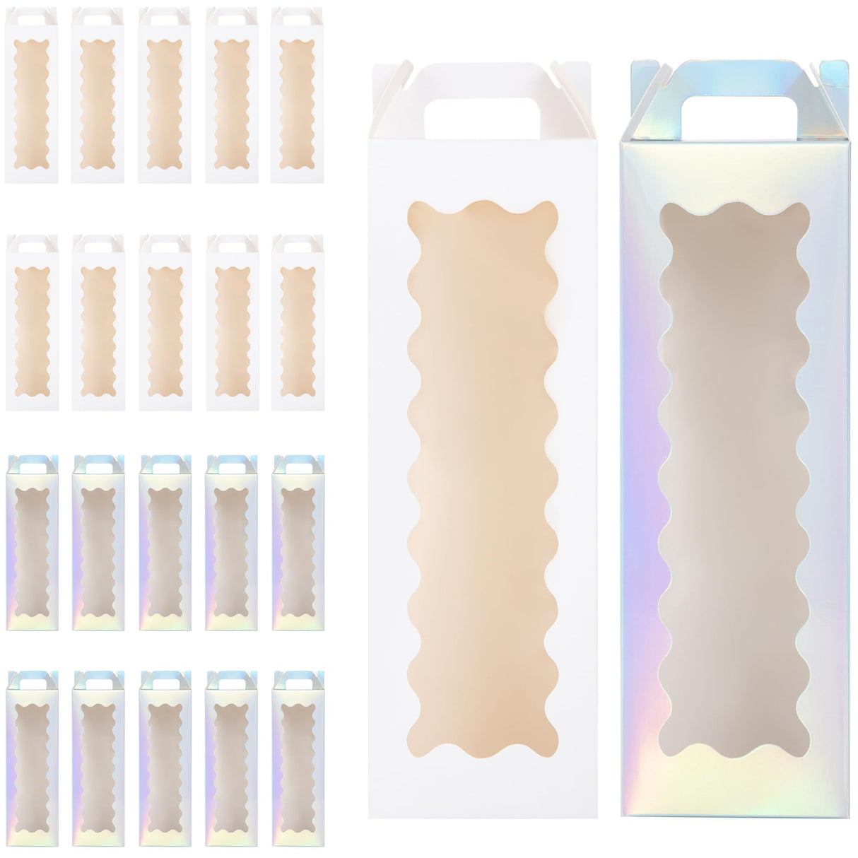 Hzzycaxli Christmas Gift Boxes with Handle for Sublimation Glass Cup,Tumbler Gift Box for 20oz/30oz Sublimation Glass Can Blanks, Wine Bottle Cup Wrapping Packaging Boxes (Laser&white-20p) Hzzycaxli