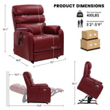 EONIX Dual Motor Lay Flat Power Lift Recliner Chair for Elderly, Breathable Faux Leather Electric Lift Chairs for Adults, 400lbs Heavy Duty Power Recliner with Heat and Massage, SLRY003061, Burgundy EONIX