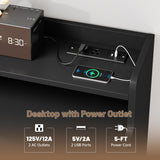 EnHomee 9 Drawers Dresser with LED Light Storage Shelves,Black Dresser for Bedroom with Charging Station,Dressers & Chests of Drawers with Handleless in Modern Style,Tall Wooden Dresser for Home EnHomee