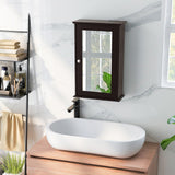 LOKO Bathroom Medicine Cabinet with Mirror, Wall Mounted Storage Cabinet with Single Mirrored Door and Adjustable Shelf for Bathroom, Living Room or Entryway, 13.5 x 6 x 21 inches (Brown) LOKO