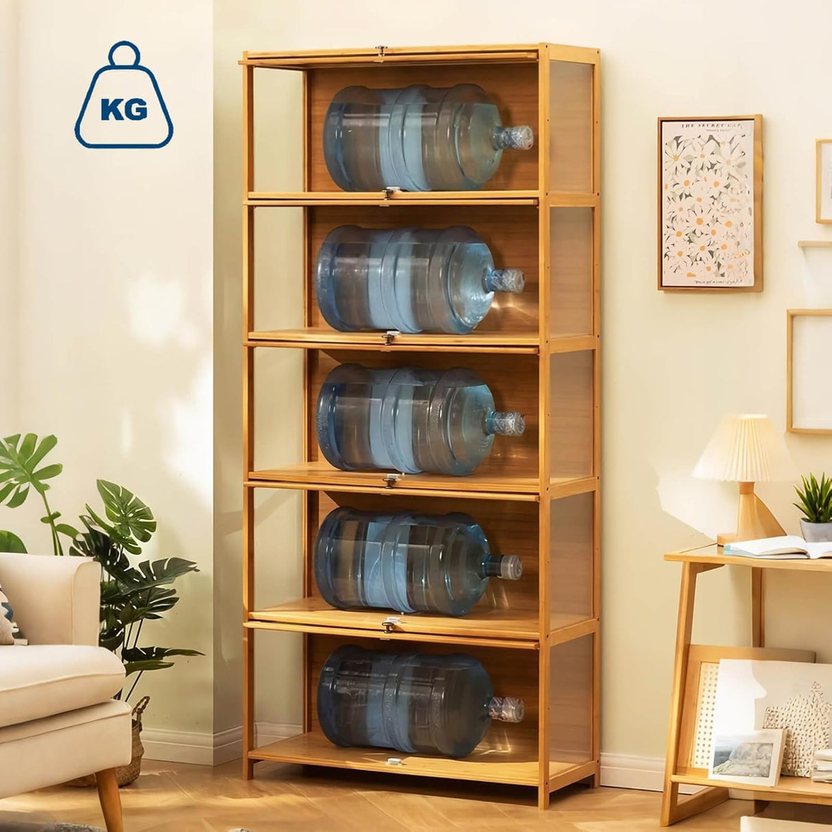 5-Tier Display Cabinet with Acrylic Doors, 67.5" Transparent Curio Display Case for Figures, Collectibles Toy Organizers Rack & Display Shelf, Kids Bookcase for Home, Office, Playroom, Living Room IHGSSKD