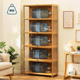 5-Tier Display Cabinet with Acrylic Doors, 67.5" Transparent Curio Display Case for Figures, Collectibles Toy Organizers Rack & Display Shelf, Kids Bookcase for Home, Office, Playroom, Living Room IHGSSKD