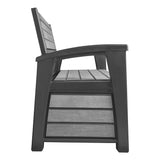 Keter Hudson 60 Gallon Capacity Plastic Resin Weather Resistant Outdoor Home Backyard Storage Bench/Deck Box Chest Patio Furniture, Gray Keter