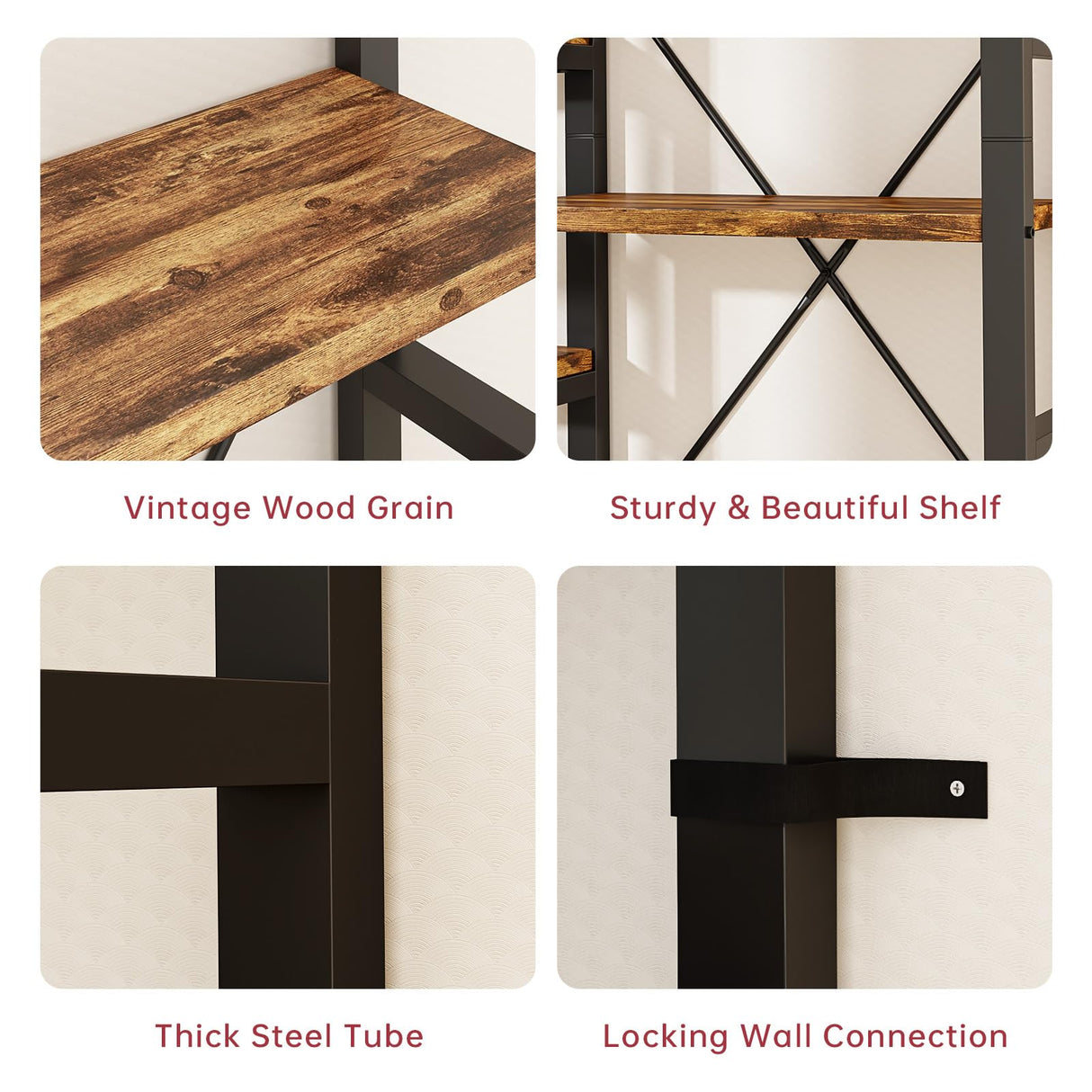 oneinmil Triple Wide 5-Shelf Bookcase Industrial Vintage Wood Style Large Open Bookshelves for Home&Office, Rustic Brown (5 Tier, Rustic Brown) oneinmil