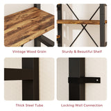 oneinmil Triple Wide 5-Shelf Bookcase Industrial Vintage Wood Style Large Open Bookshelves for Home&Office, Rustic Brown (5 Tier, Rustic Brown) oneinmil