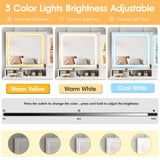 Fameill Makeup Vanity Desk with Mirror and Lights, White Makeup Vanity with 4 Drawers and Charging Station, Vanity Table with RGB Cabinet, Dressing Table for Bedroom Fameill