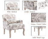 Shunzhi Floral Accent Chairs Farmhouse Upholstered Armchair Linen Reading Chair Mid Century Modern Single Sofa Chair with Pillow for Bedroom/Living Room/Fireplace, Beige, 1PC Shunzhi
