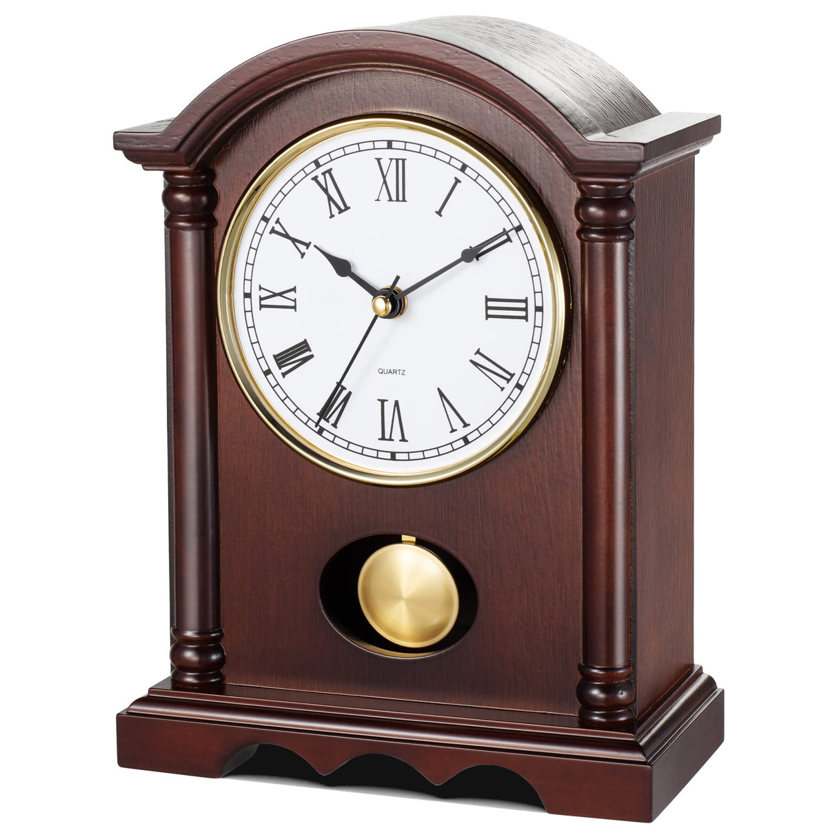AYRELY® Classic Grandfather Mantel Clock for Living Room Déco, Elegant Wooden Finish, Gold-Tone Pendulum, Desk Clock for Living Room, Bedroom, Farmhouse Décor AYRELY