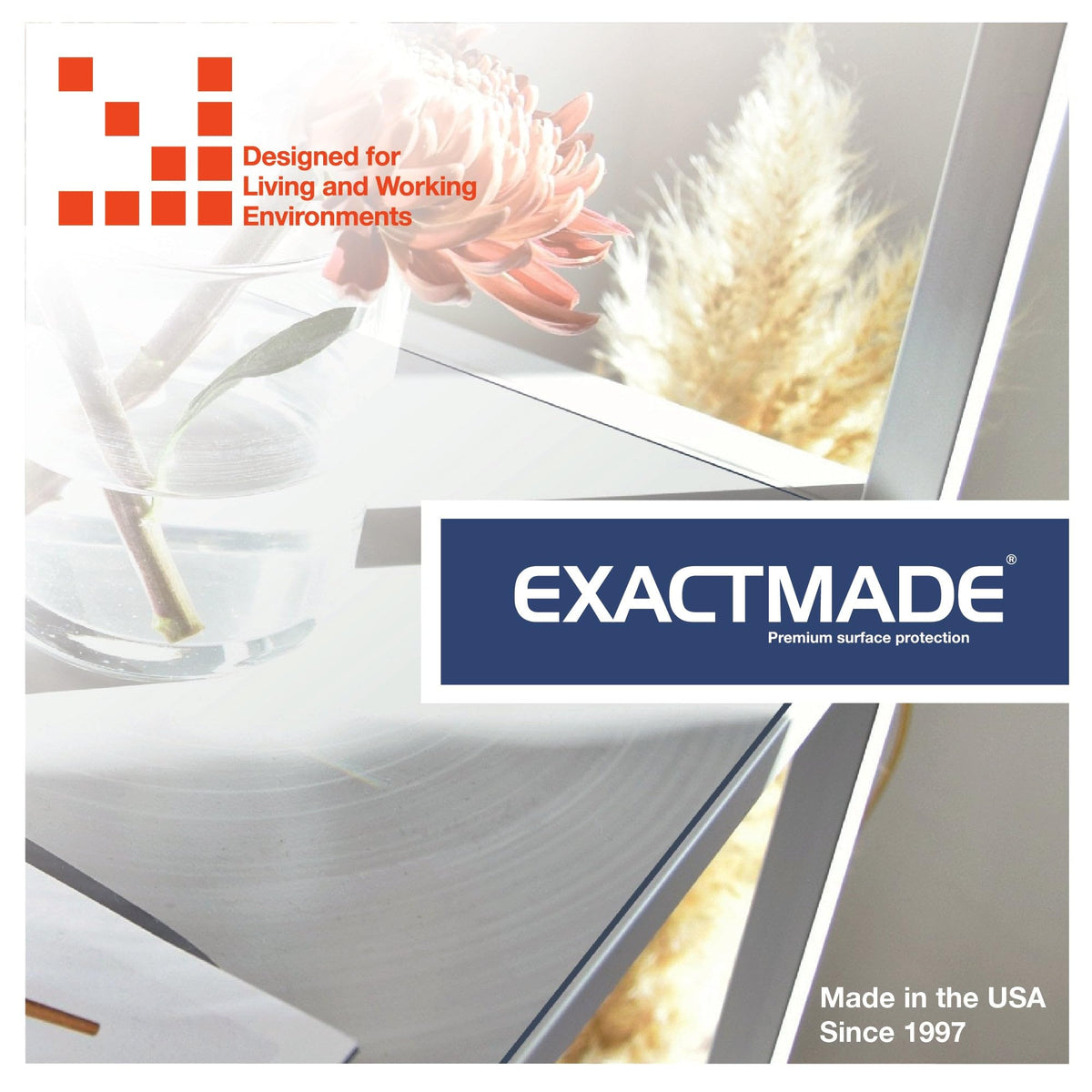 ExactMade - Clear Table Protector, USA Made, Safe, 25 x 55 Inch, 2mm Thick Ultra Clear Smooth Vinyl, Heavy Duty Clear Table Mat for Work Bench, Clear Desk Mat Cut to Size for Office Desk ExactMade
