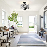 Frideko Home Semi Flush Mount 3-Light Crystal Ceiling Light - Black Kitchen, Bedroom, Hallway, Living Room, Dining Room Light Fixture FRIDEKO HOME