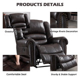 CANMOV Leather Recliner Chair, Classic and Traditional Manual Recliner Chair with Comfortable Arms and Back Single Sofa for Living Room, Dark Brown CANMOV