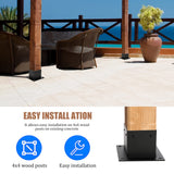 Yesland 4 Pack 4 x 4 Post Base, Inner Size 3.6 X 3.6 Inch Iron Post Bracket with Black Coating Heavy Duty Flange Anchor Base, Support Deck Base with Screws for Pavilion, Deck Railing, Fence, Mailbox Yesland