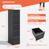 IKIMI 5 Drawer File Cabinet,Metal Filing Cabinets for Home Office,Vertical File Cabinet with Lock,Heavy Duty Metal Storage Cabinet for A4/Letter/Legal Size Files,Assembly Required IKIMI