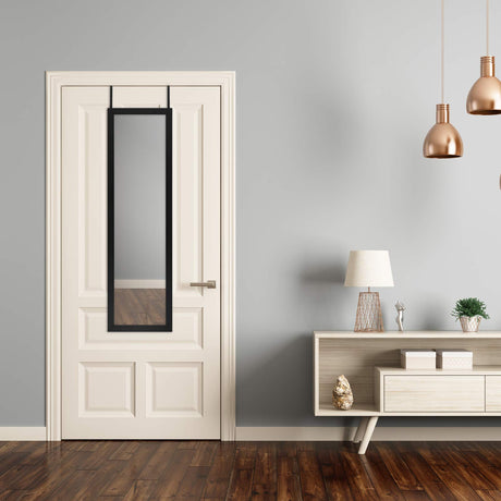 Americanflat 15x51 Over The Door Mirror - Hanging Full Length Mirror with Engineered Wood - Modern Mirror for Bathroom, Bedroom, Living Room - Mirrors for Wall Display and Home Decor - Black Americanflat