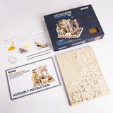 ROKR 3D Wooden Puzzles Marble Run Set - Mechanical Model Kit for Adults DIY Roller Coaster Toys Gifts for Boys/Girls (Marble Channel) ROKR