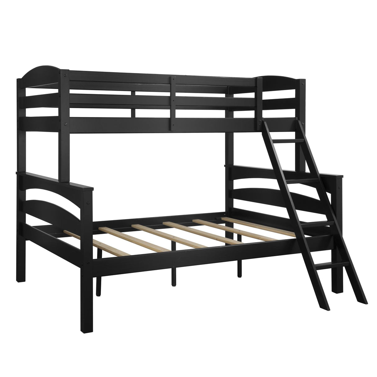 DHP Brady Twin Over Full Bunk Bed Frame in Black - Space-Saving Design for Kids and Teens DHP