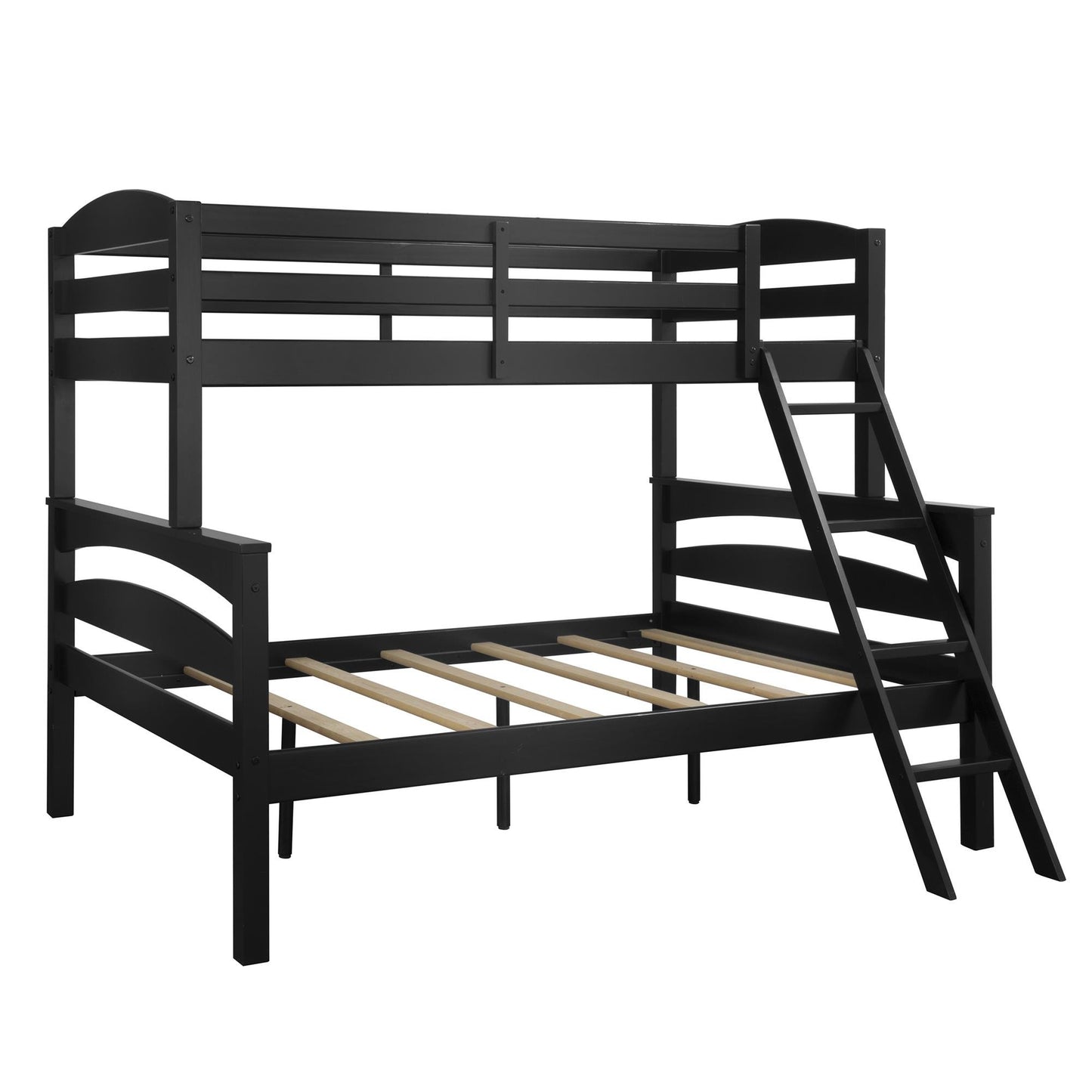 DHP Brady Twin Over Full Bunk Bed Frame in Black - Space-Saving Design for Kids and Teens - WoodArtSupply