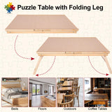 1500 Piece Wooden Folding Puzzle Table with Legs, 27" x 35" Jigsaw Puzzle Board with 6 Drawers and Protective Cover Portable Jigsaw Puzzle Table for Adults and Teens Aloftopz