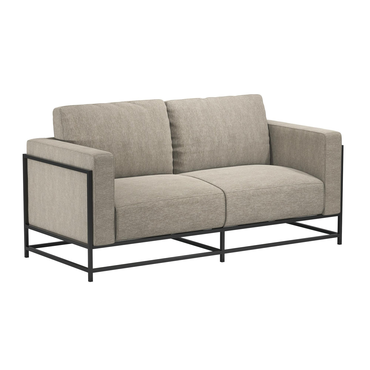 Novogratz Kelly Industrial Modern 72" Sofa with Metal Base, Beige Novogratz