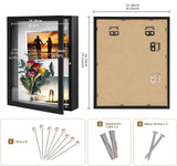 Muzilife 8x10 Shadow Box Picture Frame - 2.16" Interior Deep Wood & Glass Display Case Ready to Hang Memory Box Baby Sports Memorabilia, Wedding, Tickets, and Photos, Black Muzilife