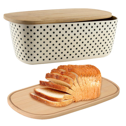 Nomotruc Bread Box with Cutting Board Lid Made with Bamboo Fiber, Bread Box For Kitchen Countertop Bread Container Holder Keeper Keep Fresh I14.4x8.3x4.7 in……