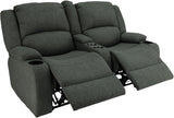 RecPro Charles Powered Double Recliner Sofa & Loveseat | Wall Hugger RV Furniture | Cloth (Fossil, 64") RecPro
