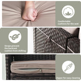 Gotland 9 Pieces Patio Furniture Set with 1 Coffee Table, Wicker Outdoor Sectional with 29.5'' High Backrest Thick Waterproof Cushions, Conversation Sets in 4 Combinations for Deck Pool Khaki Gotland