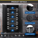 Fesbos Metal Storage Cabinet-71” Tall Steel File Cabinets with Lockable Doors and Adjustable Shelves-Black Steel Storage Cabinet for Home,Kitchen, School, Office, Garage Fesbos