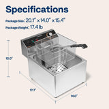 VIVOHOME 1700W 20 QT Electric Deep Fryer with 11.6 QT Removable Basket, Overheat Protection and Temperature Control for Commercial and Home Use VIVOHOME