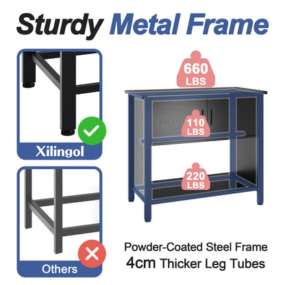 Xilingol 40-50 Gallon Aquarium Stand, Fish Tank Stand with Cabinet for Fish Accessories Storage, Heavy Duty Metal Frame, 990LBS Capacity, Turtle Tank, Reptile Terrariums and Breeder Tank Stan - WoodArtSupply