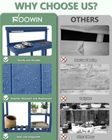 FOOWIN Potting Bench, HDPE Outdoor Potting Table with Sink, All-Weather Potting Benches for Outside, Gardening Table with Storage Shelf, Hook, for Garden, Patio, Lawns, Navy Blue FOOWIN