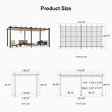 PURPLE LEAF 12' X 18' Outdoor Retractable Aluminum Pergola with Sun Shade Canopy Patio Metal Porch Garden Pavilion Grill Gazebo Modern Backyard Grape Trellis Pergola, Beige PURPLE LEAF