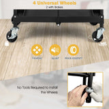 Goplus Folding Utility Cart, 3-Tier Rolling Tool Cart w/Lockable Wheels, 300LBS Capacity, Divided Storage Compartments, Collapsible Metal Service Goplus