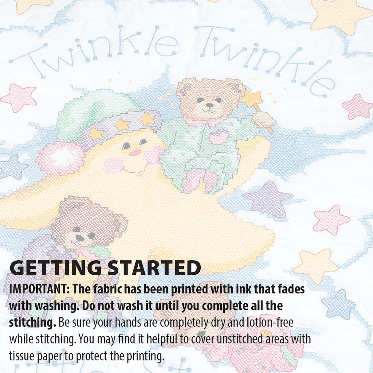 DIMENSIONS 3171 Twinkle Twinkle Twinkle Quilt Stamped Cross Stitch Kit, 34'' W x 43'' H White Dimensions