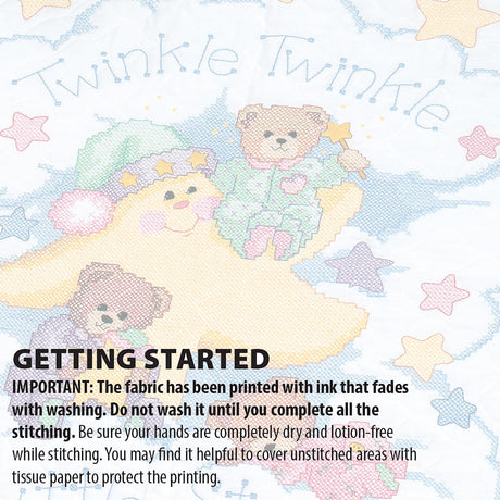 DIMENSIONS 3171 Twinkle Twinkle Twinkle Quilt Stamped Cross Stitch Kit, 34'' W x 43'' H White Dimensions