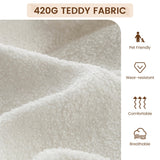 GarveeHome Comfy Chair, Modern Accent Chair with Metal Frame, Cozy Reading Chair with Soft Cushion & Wood Armrest for Bedroom, Living Room, White GarveeHome