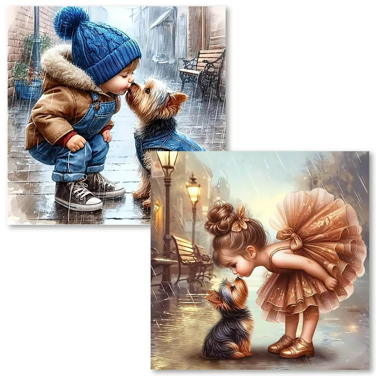 Paint by Numbers for Adults and Kids Beginner, 2 Pack Animal Dog Painting by Number Kits On Canvas, Number Artist Paint by Number Kit DIY Oil Painting Acrylic Paints, Home Wall Decor 13.8x13.8 inch Fairyland JinWenn