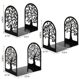 HappyHapi Book Ends, Metal Bookends for Shelves Decorative, Tree Stopper for Heavy Books, Black Ends to Hold Books for Home Office, 6.5 X 4.7 X 3.5 Inch(3 Pairs/6 Pcs, Large) HappyHapi