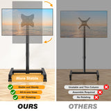 5Rcom Rolling TV Stand, Mobile TV Cart for 13-50 Inch Flat Curved TV with Tilting and Rotating, Portrait to Landscape, Height Adjustable Portable TV Stand with Wheels for Home/Office/Outdoor/Mall 5Rcom