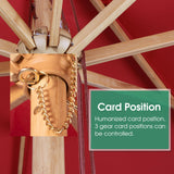 CASUNER 9FT Bamboo Umbrella, Outdoor Patio Umbrella, Waterproof Market Umbrella, 8 Ribs Table Umbrella with Pulley Lift for Garden, Deck, Pool, lawn, Backyard (RED) CASUNER